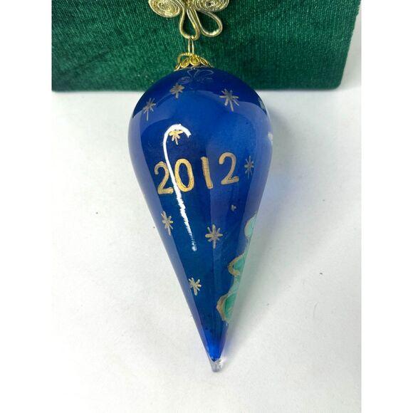 Pier1 Li Bien 2012vGlass Hand Painted Teardrop Angel Harp Ornament In Velvet Box - Picture 2 of 5
